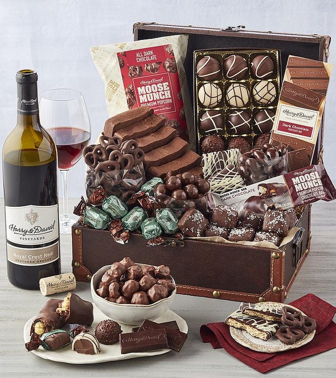 Deluxe Chest of Chocolates with Wine